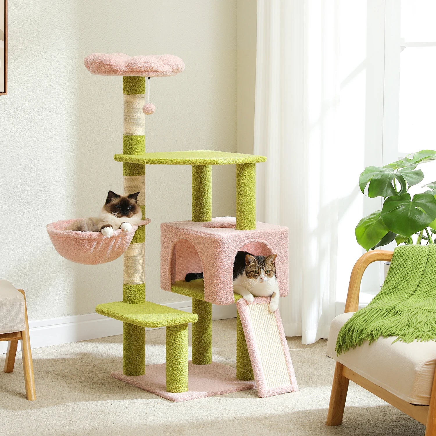 Flower Cat Tree, Multi-Level Cat Tower with Sisal Scratching Posts