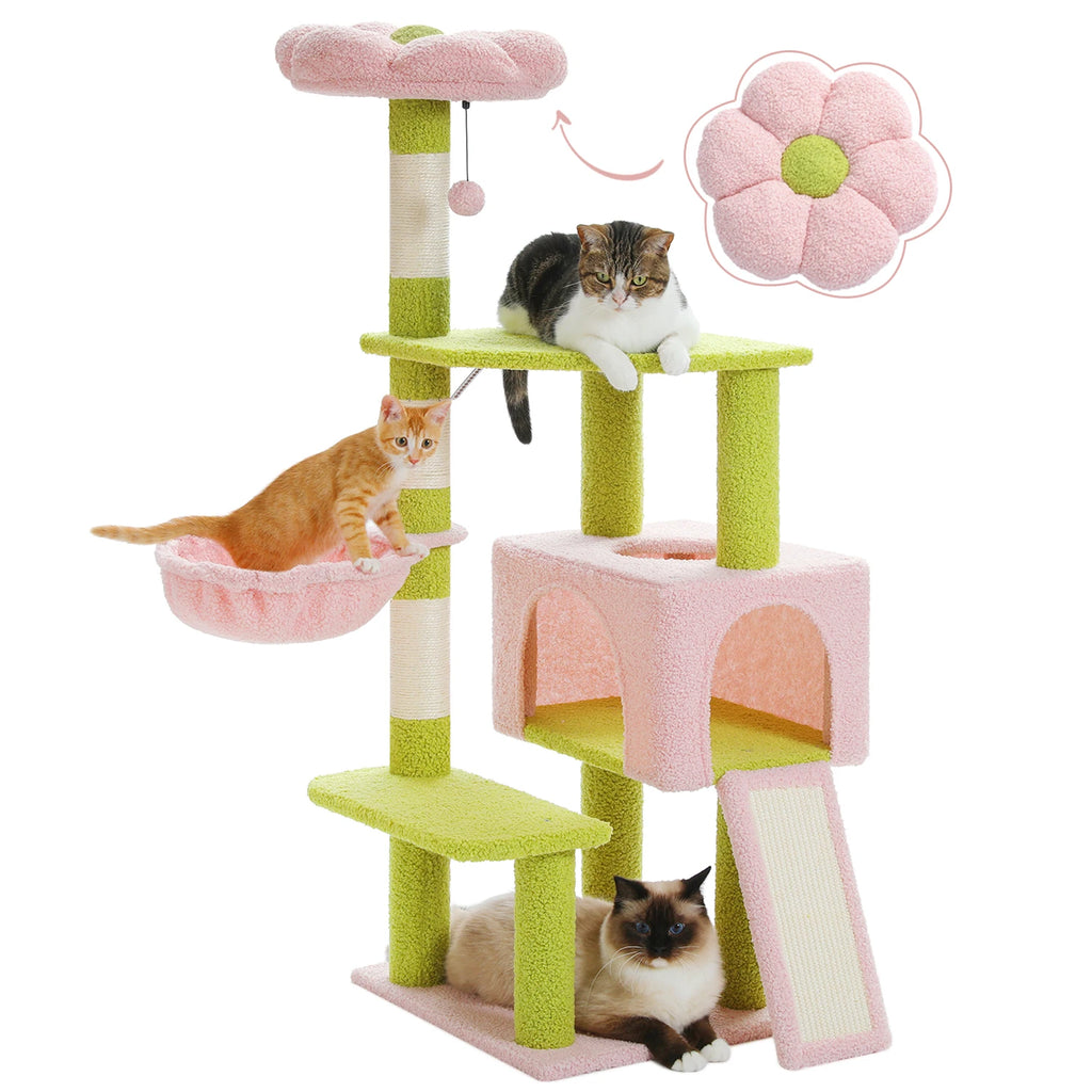 Flower Cat Tree, Multi-Level Cat Tower with Sisal Scratching Posts