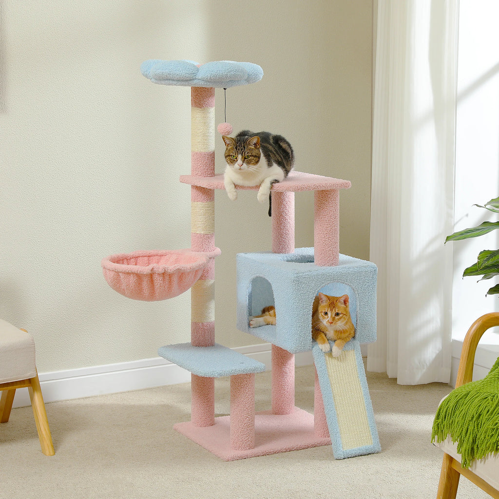 Flower Cat Tree, Multi-Level Cat Tower with Sisal Scratching Posts