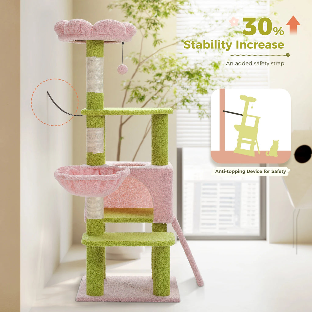 Flower Cat Tree, Multi-Level Cat Tower with Sisal Scratching Posts